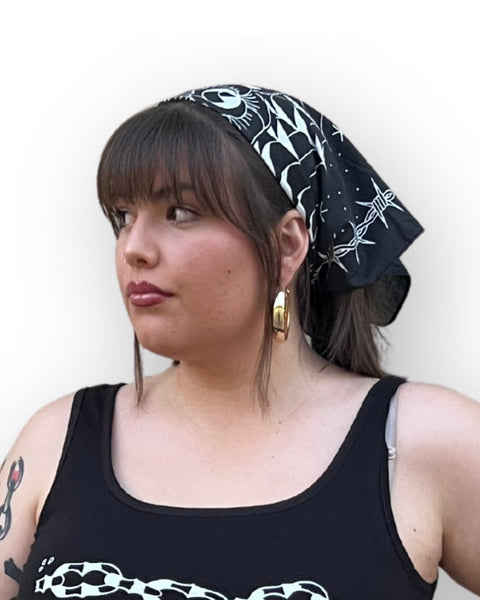 Load image into Gallery viewer, Black Rose Tattoo Bandana