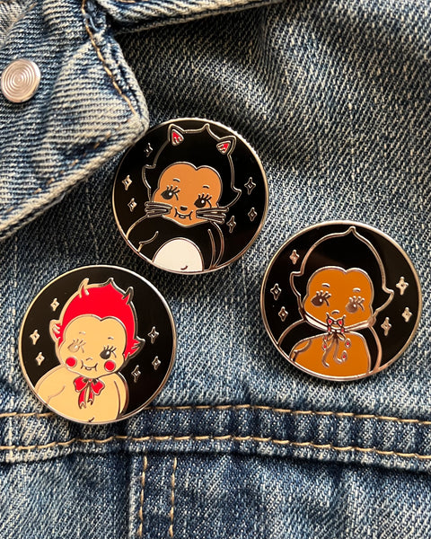 Load image into Gallery viewer, Halloween Kewpies Enamel Pin Set