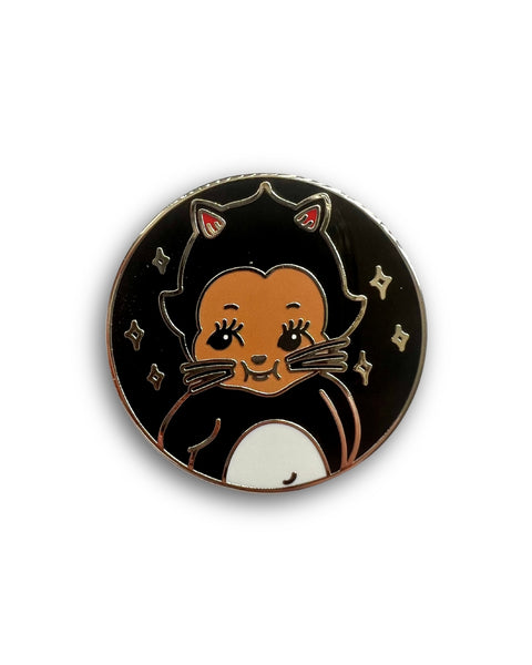 Load image into Gallery viewer, Black Cat Kewpie Enamel Pin