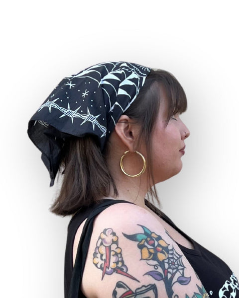 Load image into Gallery viewer, Black Rose Tattoo Bandana