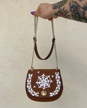 Upcycled Spiderweb and Chains Crossbody Purse 1 of 1