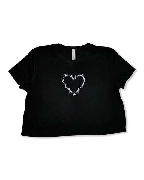 Load image into Gallery viewer, Barbed Wire Heart Graphic Crop Top