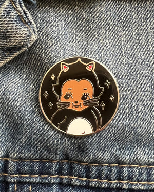 Black Cat Kewpie Enamel Pin