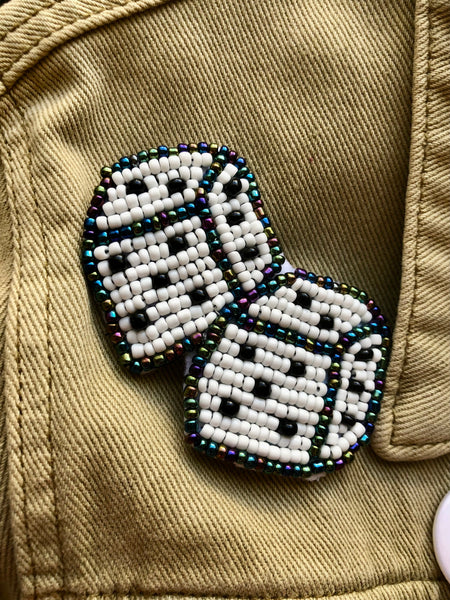 Load image into Gallery viewer, Pair of Dice Beaded Pin