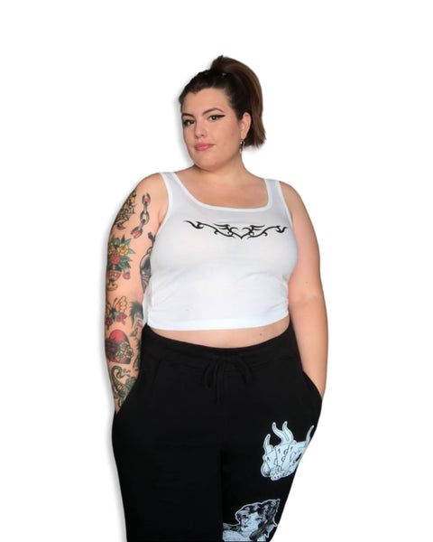 Load image into Gallery viewer, Heart Tattoo Cropped Tank Top