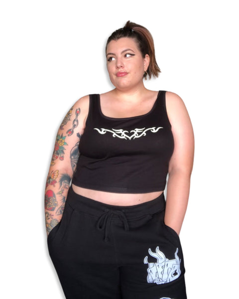 Load image into Gallery viewer, Heart Tattoo Cropped Tank Top