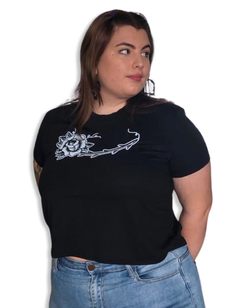 Load image into Gallery viewer, Rose Graphic Crop Top