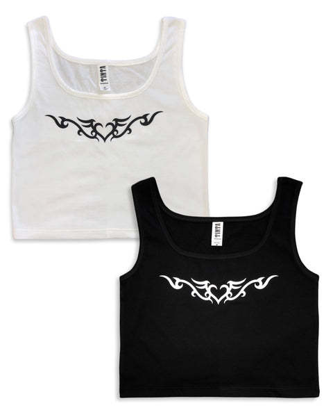 Load image into Gallery viewer, Heart Tattoo Cropped Tank Top