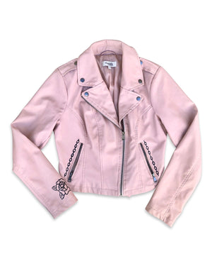 Women's Upcycled Dusty Pink Rose Faux Leather Jacket (Size S) 1 of 1