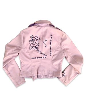 Women's Upcycled Dusty Pink Rose Faux Leather Jacket (Size S) 1 of 1