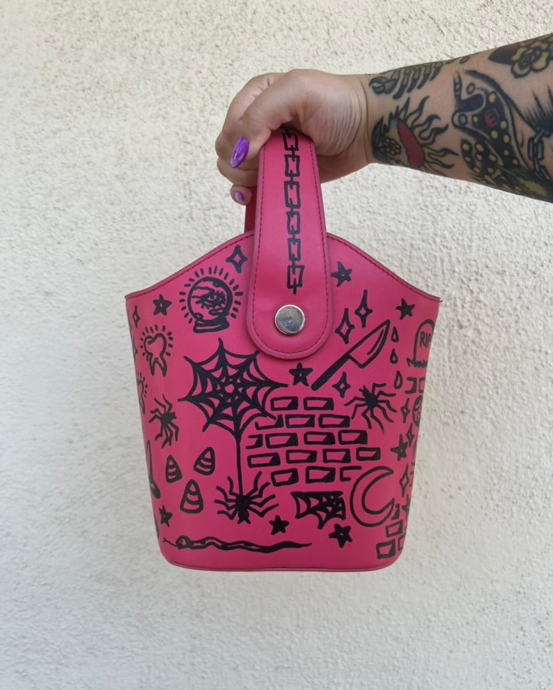 Upcycled Halloween Tattoo Doodle Purse 1 of 1
