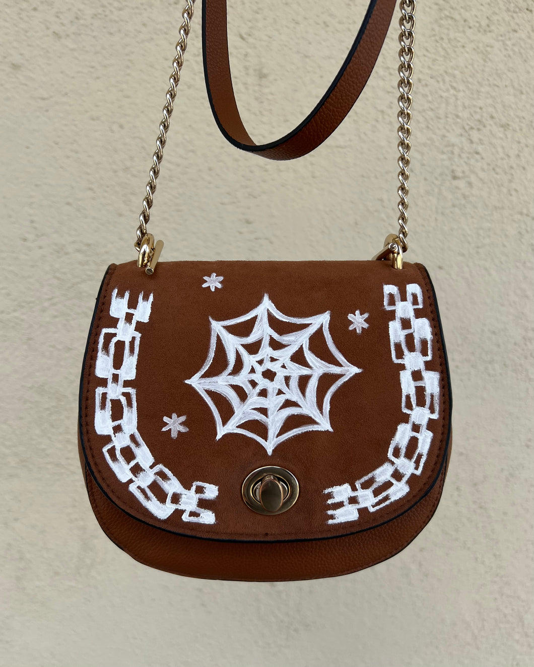 Upcycled Spiderweb and Chains Crossbody Purse 1 of 1
