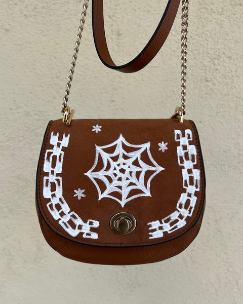 Load image into Gallery viewer, Upcycled Spiderweb and Chains Crossbody Purse 1 of 1
