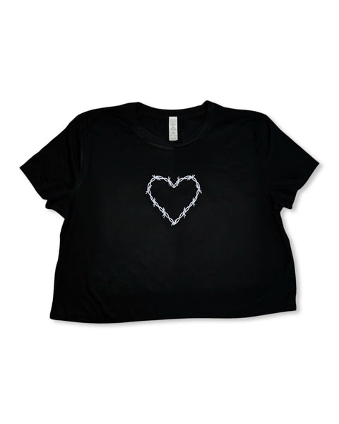 Load image into Gallery viewer, Barbed Wire Heart Graphic Crop Top
