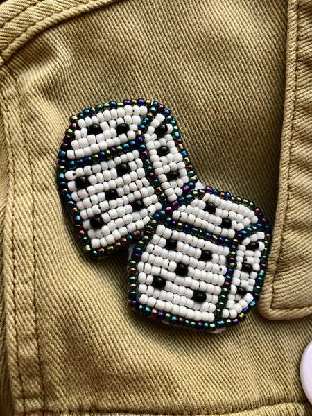 Load image into Gallery viewer, Pair of Dice Beaded Pin
