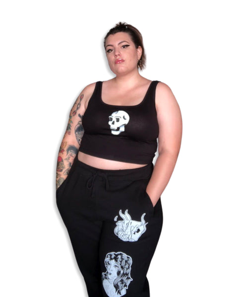 Load image into Gallery viewer, Skull Cropped Tank Top

